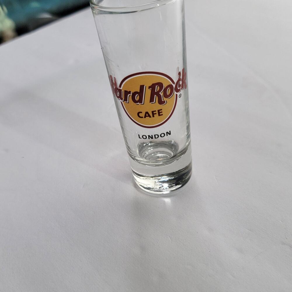 Hard Rock Cafe Shot Glass Unisex Small Clear Glass Decorated London Logo